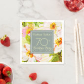Rozen pioenen 70e verjaardag partij papier servet (Insitu)