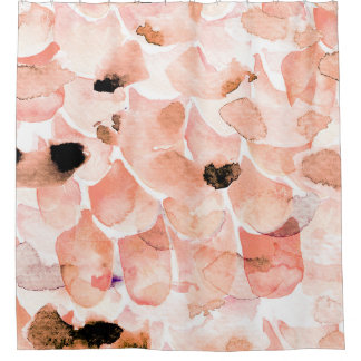 Rozen, pioenen en bladeren, waterverf. douchegordijn