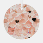 Rozen, pioenen en bladeren, waterverf. glas ornament (Achterkant)