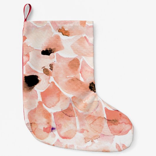 Rozen, pioenen en bladeren, waterverf. kleine kerstsok (Voorkant)