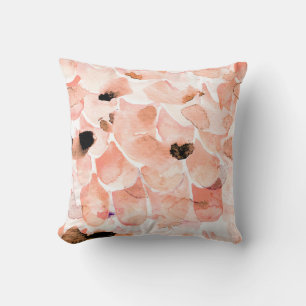 Rozen, pioenen en bladeren, waterverf. kussen