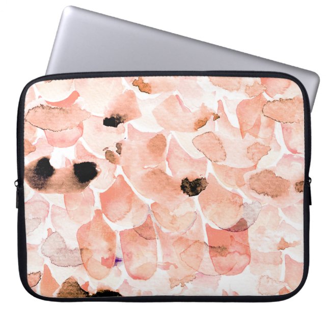 Rozen, pioenen en bladeren, waterverf. laptop sleeve (Voorkant)