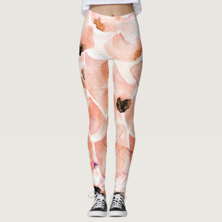 Rozen, pioenen en bladeren, waterverf. leggings