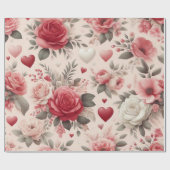rozen, pioenen en hartvorm cadeaupapier (Vlak)