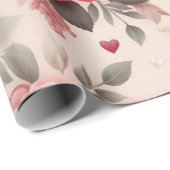 rozen, pioenen en hartvorm cadeaupapier (Rol Hoek)