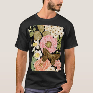 Rozen pioenen: zwart bloemmotief T-shirt