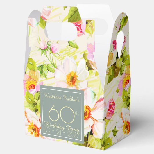 Rozen Pioenrozen 60e Verjaardag Bedankt Favor Box Bedankdoosjes (Geopend)