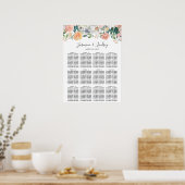 Rozen Pioenrozen Bloemige Trouw Zittijd Chart Poster (Keuken)