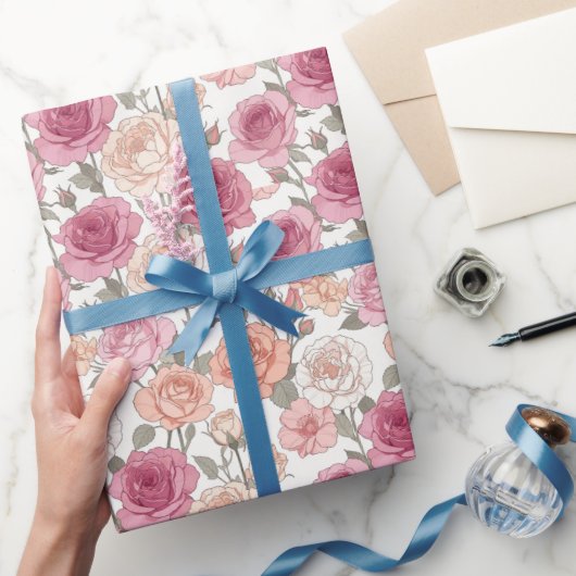 Rozen & Pioenrozen — Modern Pastel Minimalisme Cadeaupapier (Geschenken)