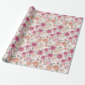 Rozen & Pioenrozen — Modern Pastel Minimalisme Cadeaupapier (Uitgerold)
