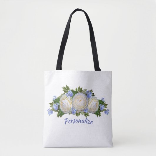 Rozen Plumbago Flower Bouquet Stylish personaliser Tote Bag (Voorkant)
