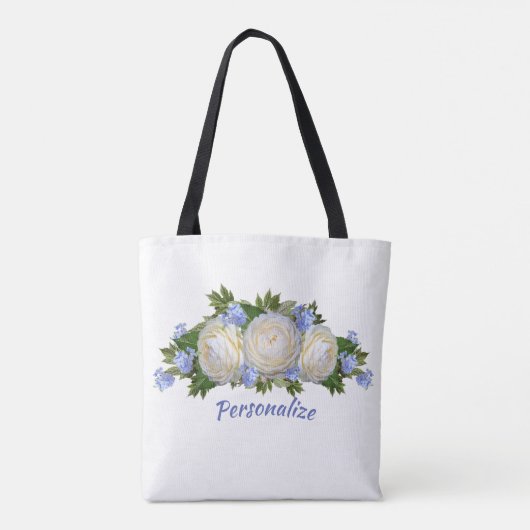 Rozen Plumbago Flower Bouquet Stylish personaliser Tote Bag (Achterkant)
