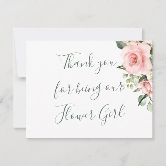 Rozen, polka punt Bloemenmeisje Dank je wel Notitiekaartje (Voorkant)