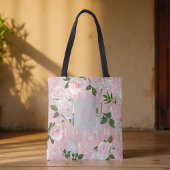 Rozen pony's op Blush Pink & Gold Damask Monogram Tote Bag