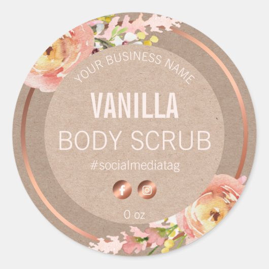  Rozen Productlabels Ronde Sticker (Voorkant)