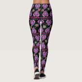 Rozen Purples Pinks Black Valentijnsdag Leggings (Achterkant)
