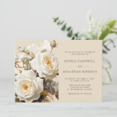  Rozen QR Code RSVP Bloemenbruiloft Kaart (Staand voorkant)