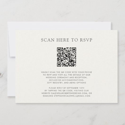 Rozen QR Code RSVP Bloemenbruiloft Kaart (Achterkant)