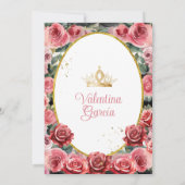 Rozen Quinceañera 15 Anos Bloemen Goud Kaart (Achterkant)