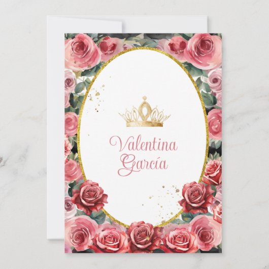 Rozen Quinceañera 15 Anos Bloemen Goud Kaart (Achterkant)