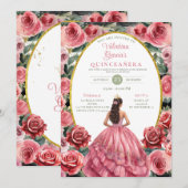 Rozen Quinceañera 15 Anos Bloemen Goud Kaart (Voorkant / Achterkant)