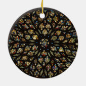 Rozen raam boven de westdeur, met scènes diepgaand keramisch ornament (Achterkant)