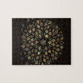 Rozen raam boven de westdeur, met scènes diepgaand legpuzzel (Horizontaal)