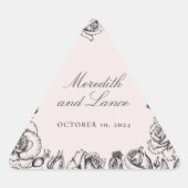 Rozen rand roze bruiloft stickers (Voorkant)