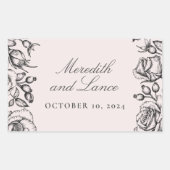 Rozen rand roze bruiloft stickers (Voorkant)