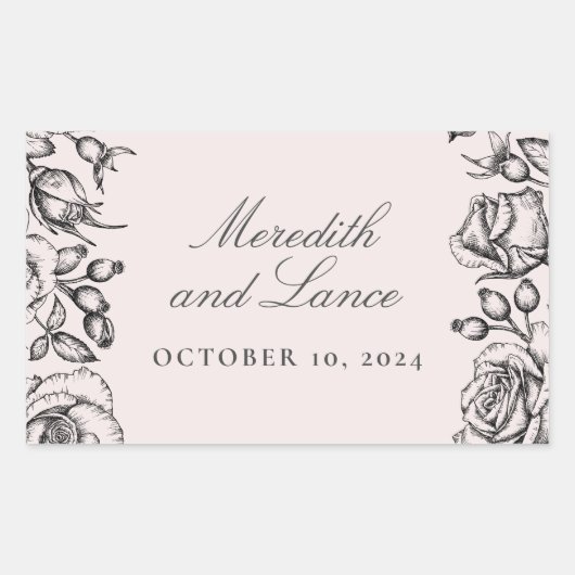  Rozen rand roze bruiloft stickers (Voorkant)