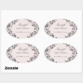 Rozen rand roze bruiloft stickers (Vel)