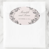 Rozen rand roze bruiloft stickers (Tas)