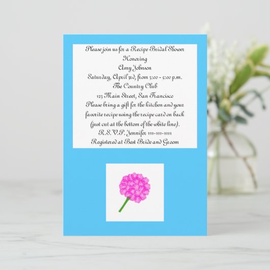 Rozen Recept Kaart Recept Bruids Douche Uitnodigin (Staand voorkant)