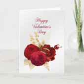 Rozen Red Gold Bouquet Tickets Valentijn Feestdagen Kaart (Voorkant)