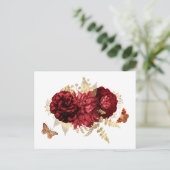 Rozen Red Gold Floral Butterfly Briefkaart (Staand voorkant)