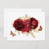 Rozen Red Gold Floral Butterfly Briefkaart (Voorkant / Achterkant)