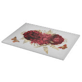 Rozen Red Gold Floral Butterfly Snijplank (Hoek)