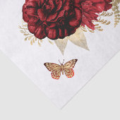 Rozen Red Gold Floral Butterfly Tissuepapier (Detail)