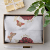 Rozen Red Gold Floral Butterfly Tissuepapier (Geschenk)