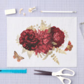 Rozen Red Gold Floral Butterfly Tissuepapier (Craft)