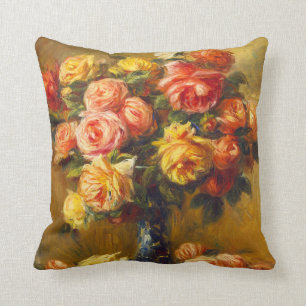 Rozen renoir in een Vase Pillow Kussen