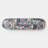 Rozen Retro Blauw Jean Denim Patchwork Bloemen Persoonlijk Skateboard (Horizontaal)