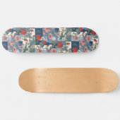 Rozen Retro Blauw Jean Denim Patchwork Bloemen Persoonlijk Skateboard (Horizontaal)