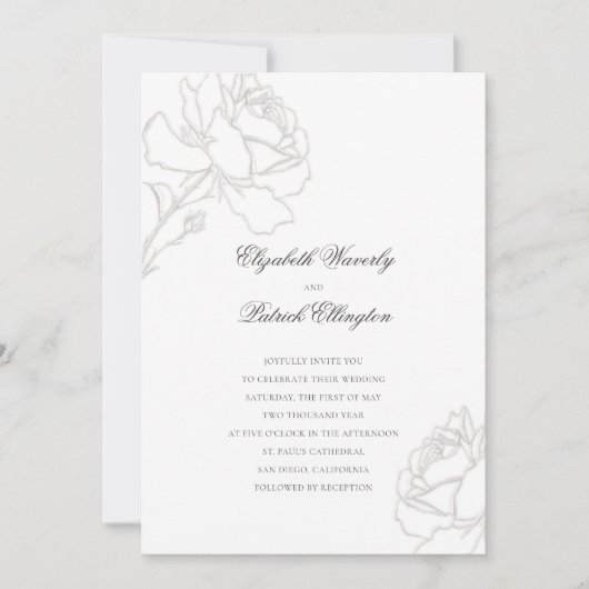 Rozen Rijke Ivoor Minimalistische Zwarte Stropdas  Kaart (Voorkant)