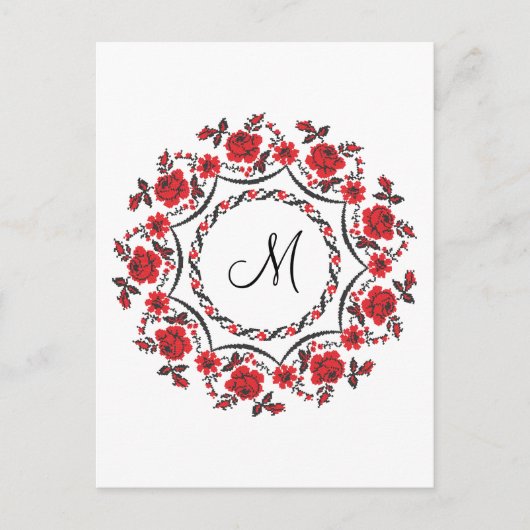 Rozen ring Gepersonaliseerd Monogram Initiaal Briefkaart (Voorkant)