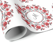 Rozen ring Gepersonaliseerd Monogram Initiaal Cadeaupapier (Rol Hoek)