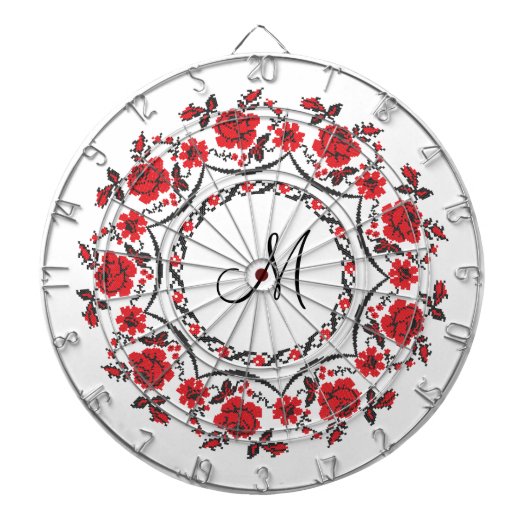 Rozen ring Gepersonaliseerd Monogram Initiaal Dartbord (Voorkant)