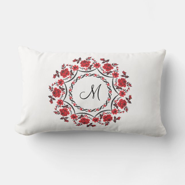 Rozen ring Gepersonaliseerd Monogram Initiaal Kussen (Voorkant)