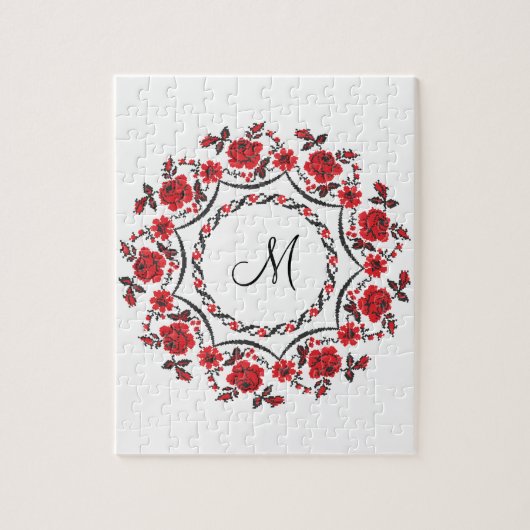 Rozen ring Gepersonaliseerd Monogram Initiaal Legpuzzel (Verticaal)