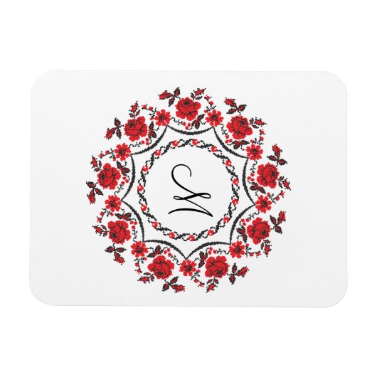 Rozen ring Gepersonaliseerd Monogram Initiaal Magneet (Horizontaal)